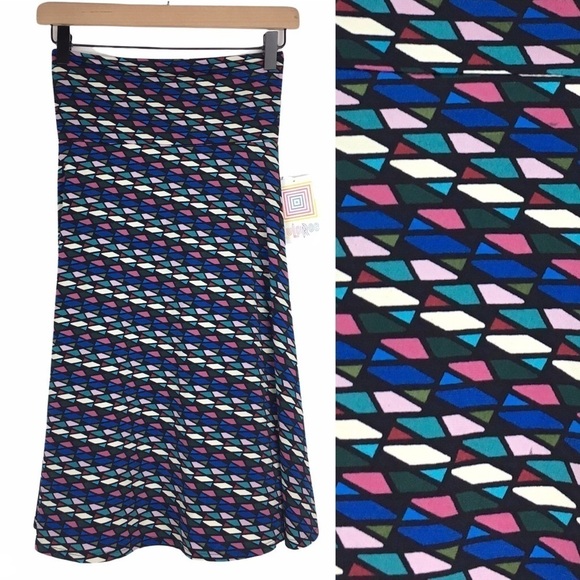 LULAROE Azure Skirt Knee Length Stained Glass Kaleidoscope Retro Mod Size XS NWT - Picture 1 of 14